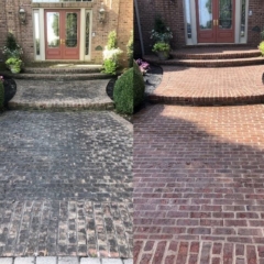 Pressure washing bricks